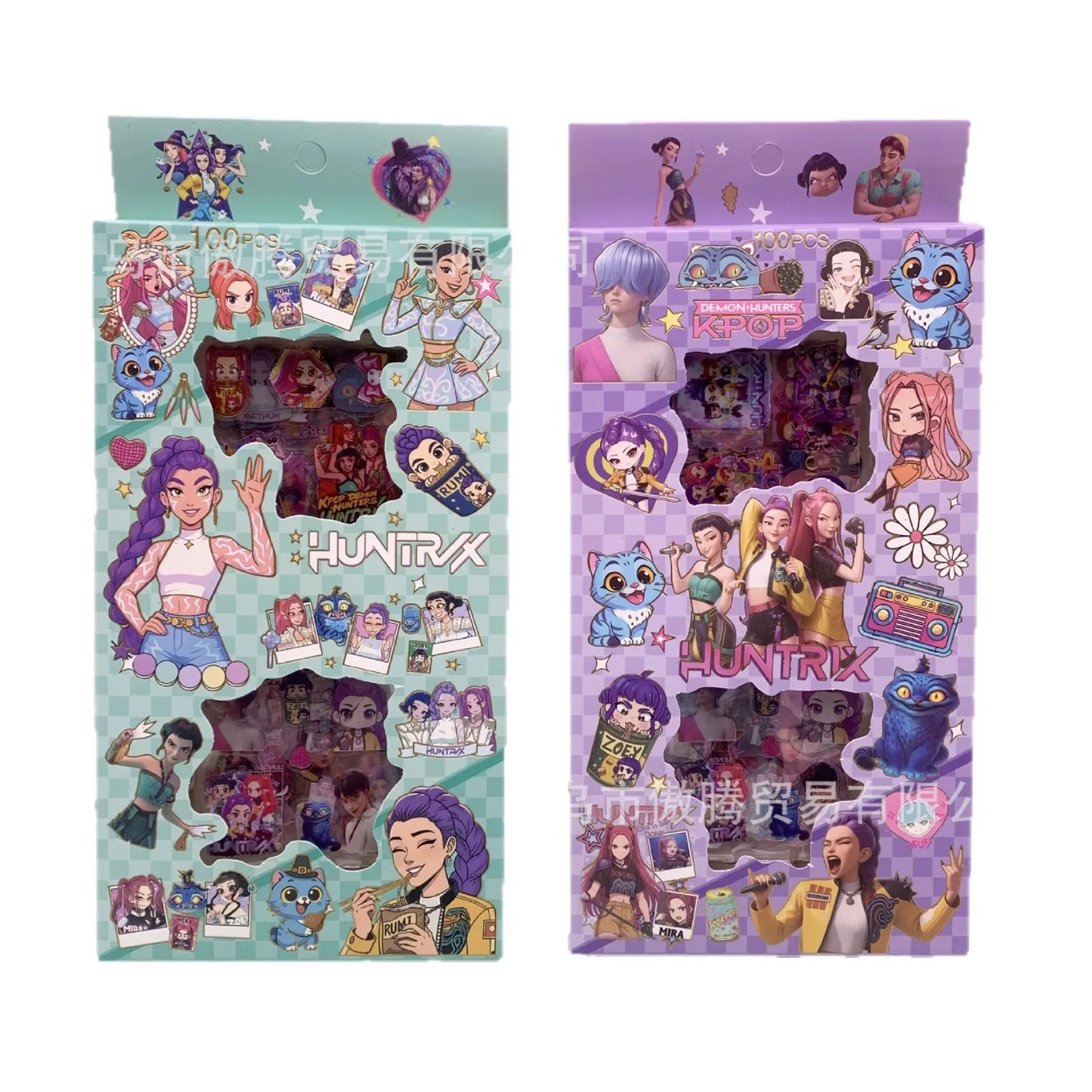 100PCS Kpop Demon Hunters Transparent Stickers Gift Box, Cute Journal & Scrapbook DIY Aesthetic Sticker Set for Fans