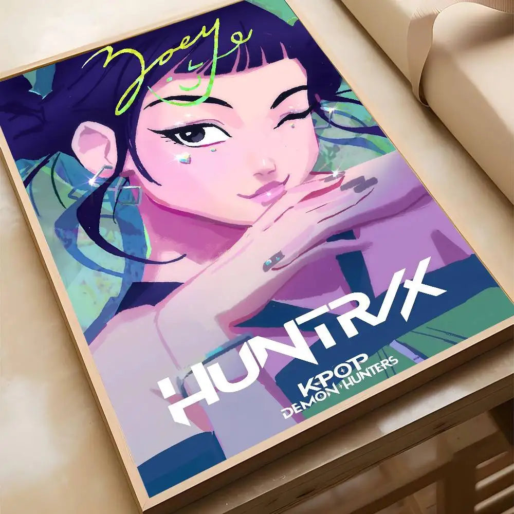 Movie KPop Demon Hunters Poster Self Adhesive Painting Living Room Office Decoration Bedroom Home Wall Sticker Prints