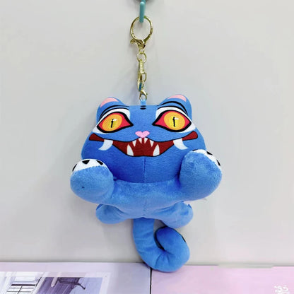 Anime Kpop Demons Hunters Plush Keychain Cute Purple Tiger Black Hat Magpie With 3 Eyes Monster Keychain Plush Toy For Fans Gift