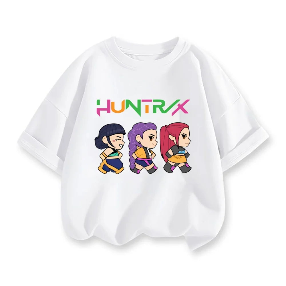Kpop Demon Hunters Huntrix T-shirts For Kids Boys Girls Summer Casual Tops Short Sleeve Graphic Tees Kpop Demon Hunters T Shirt