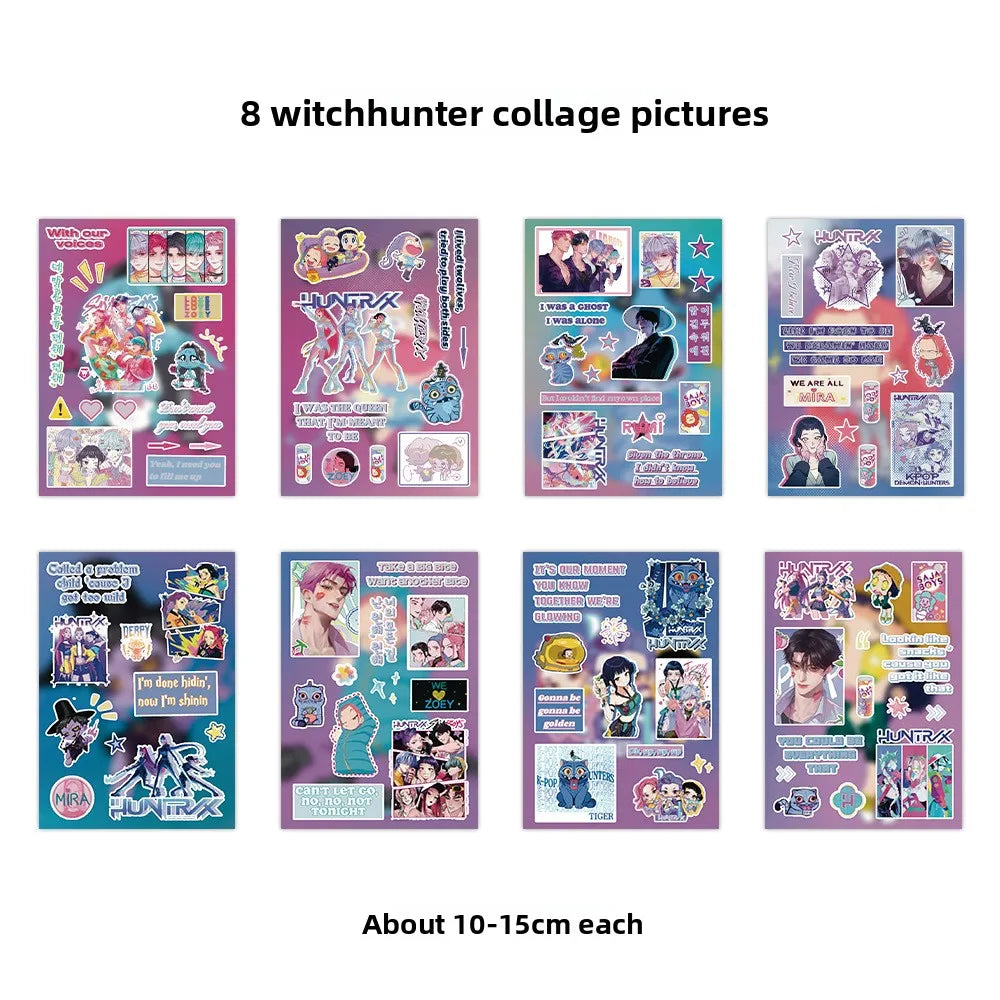 8 Sheets Kpop Demon Hunter Girl Group Stickers for Scrapbooking Journal DIY Craft Decoration