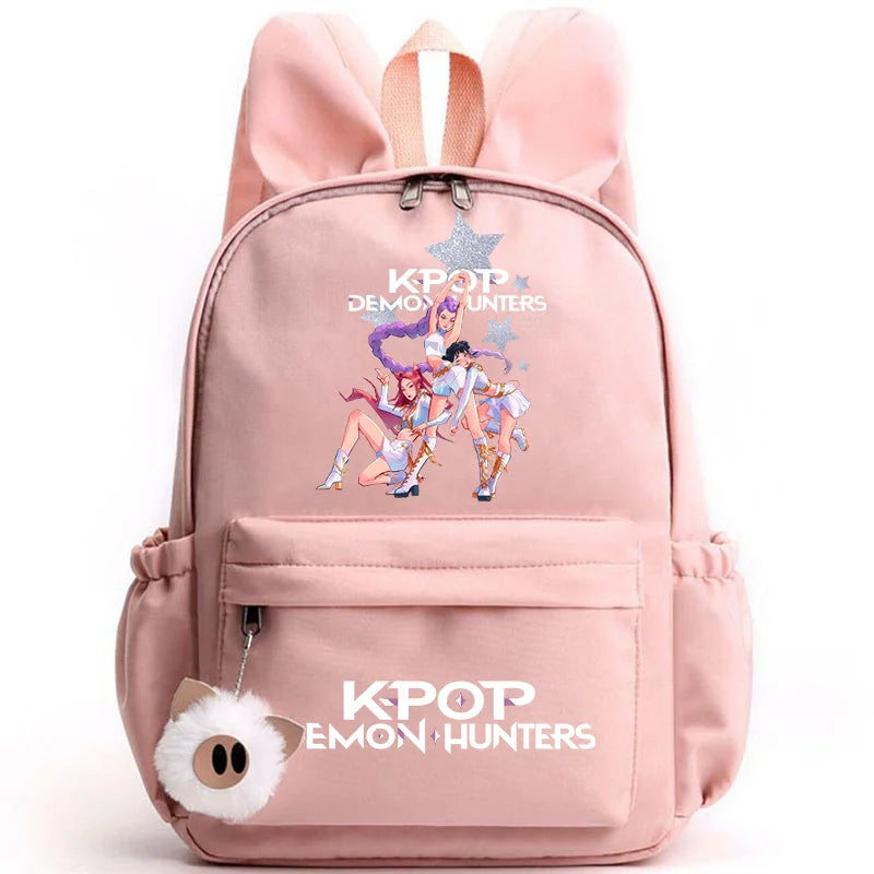 KPop Demon Hunter Backpack for Girls Boys Children Rucksack Casual School Bags Travel Rabbit Ears Backpacks Mochila gift bags