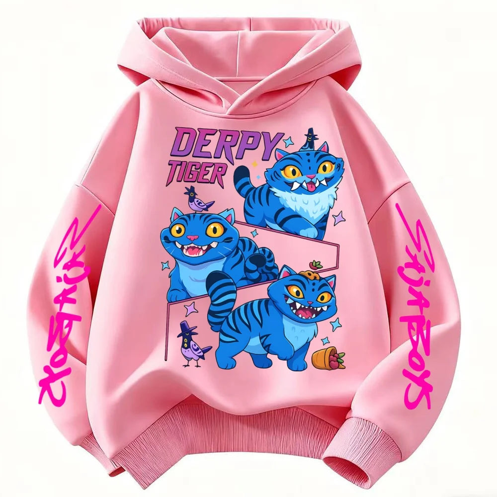 Kpop Demon Hunter Hoodies Girls Kawaii Letter A-Z Sweatshirt Tops Children Autumn Winter Long Sleeves Pullover Kids Clothes Gift