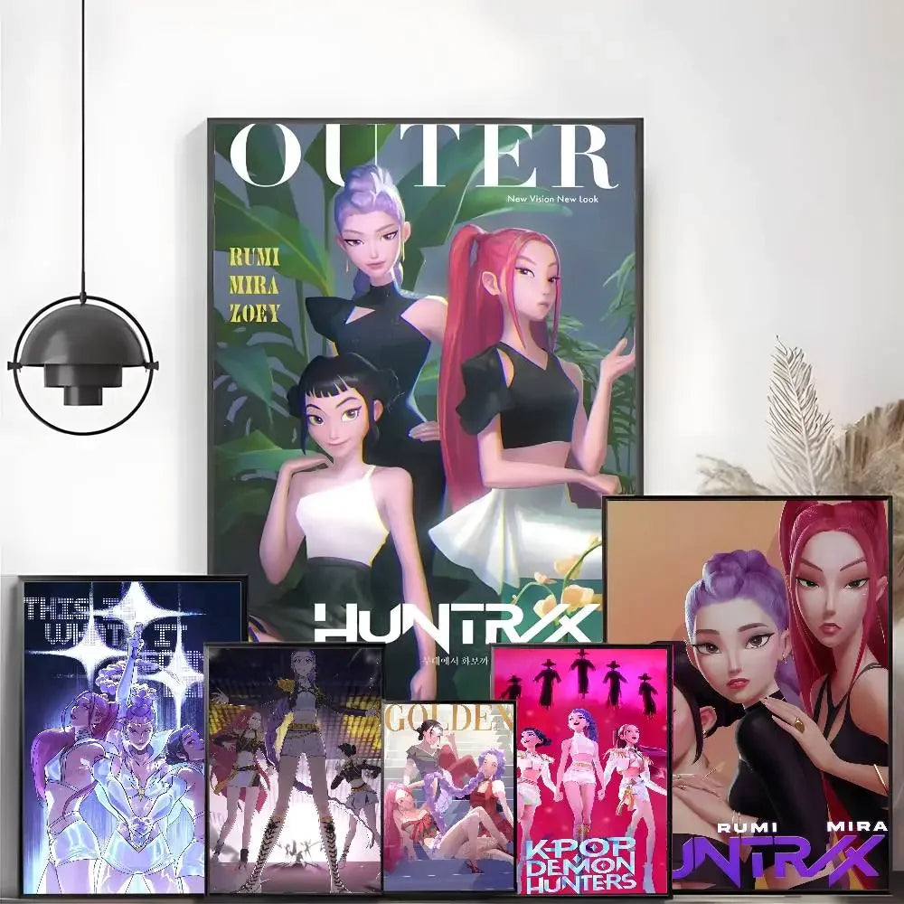 1PC K-POP DEMON HUNTERS Poster High-definition art sticker Self adhesive waterproof home decoration for living rooms bedrooms