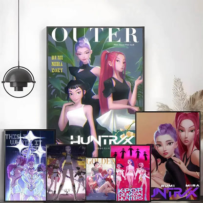 1PC K-POP DEMON HUNTERS Poster High-definition art sticker Self adhesive waterproof home decoration for living rooms bedrooms
