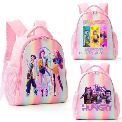 For K-Pop Demon Hunters Student Rainbow Backpack Anime Accessories HUNTR/X Rumi Mira Zoey Schoolbag Children's Birthday Gifts