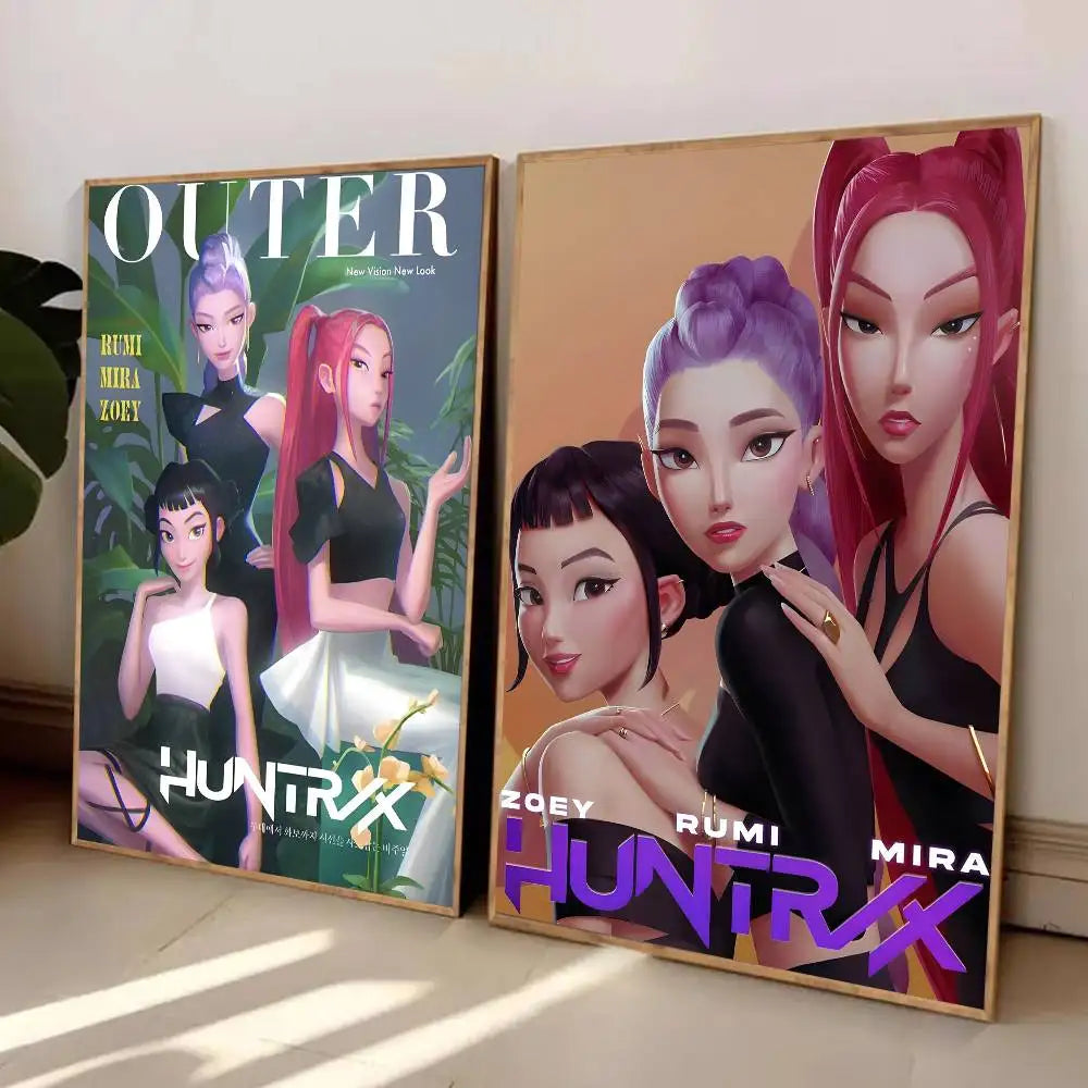 1PC K-POP DEMON HUNTERS Poster High-definition art sticker Self adhesive waterproof home decoration for living rooms bedrooms