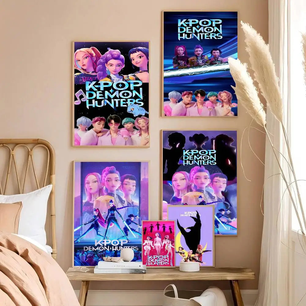 Movie KPop Demon Hunters Anime Posters Sticky HD Quality Poster Wall Art Painting Study Wall Decor
