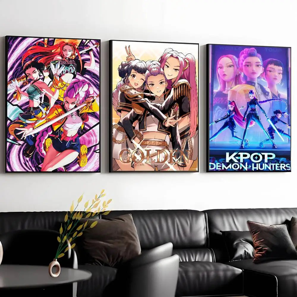 Movie KPop D-Demon H-Hunters Poster Gallery Prints Self Adhesive Home Decor Decoration Wall Decals Living Room