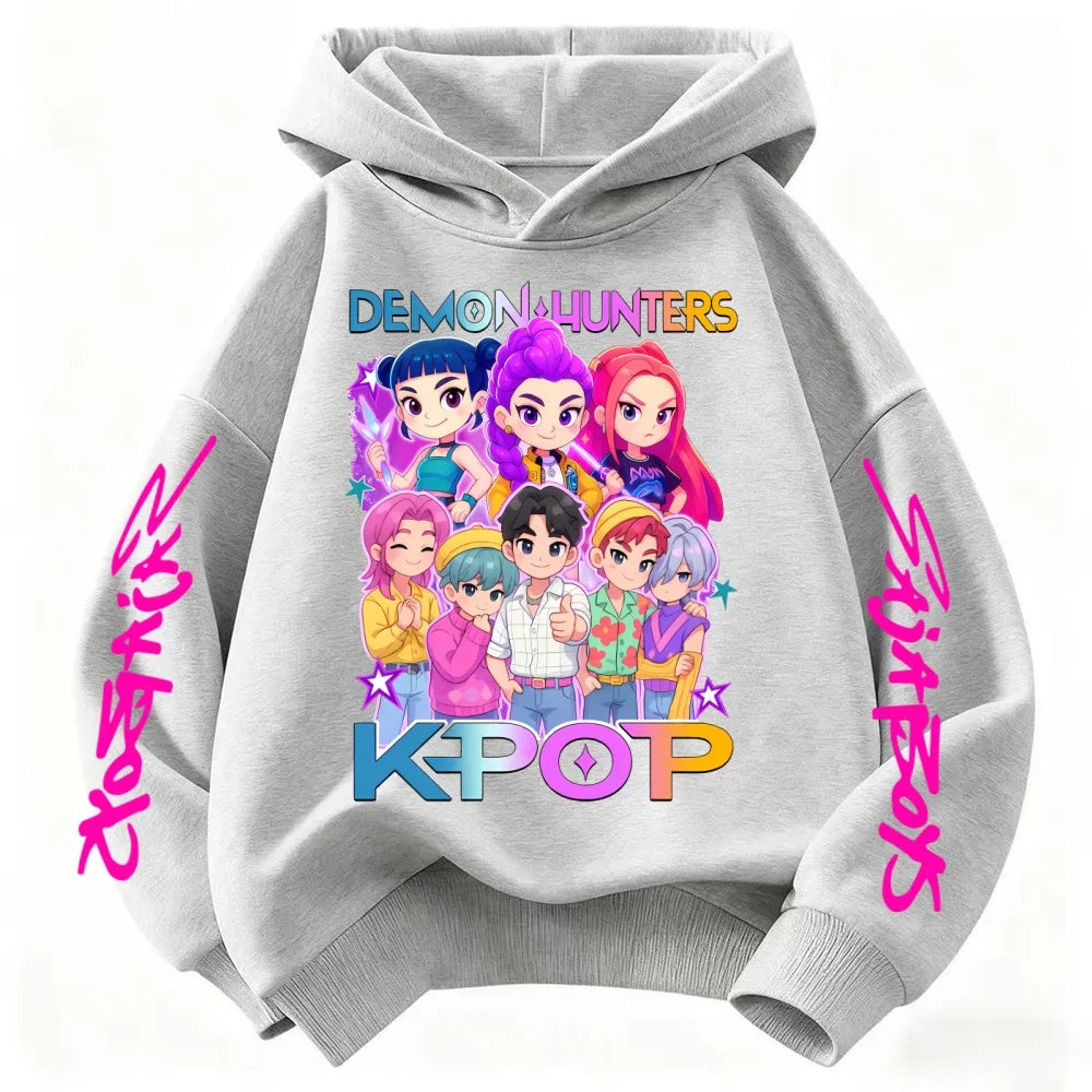 Girls Fashion Casual Sweatshirt Movie New Kids K-Pop Demon Hunters Hooded Tops Toddler Girl Clothes KPop DeCasual Girls Clothing