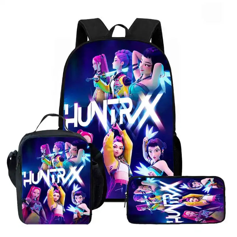 Disney Cartoon KPop Demon Hunters Child School Backpack With Lunch Bags Pencil Bags For,Light Weight Child School Bags