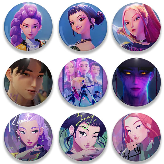 Kpop Demon Hunters Badges for Jewelry Accessories Bag Decor Huntrix Saja Boys Rumi Zoey Jinu Tinplate Button Brooch Pins Gifts