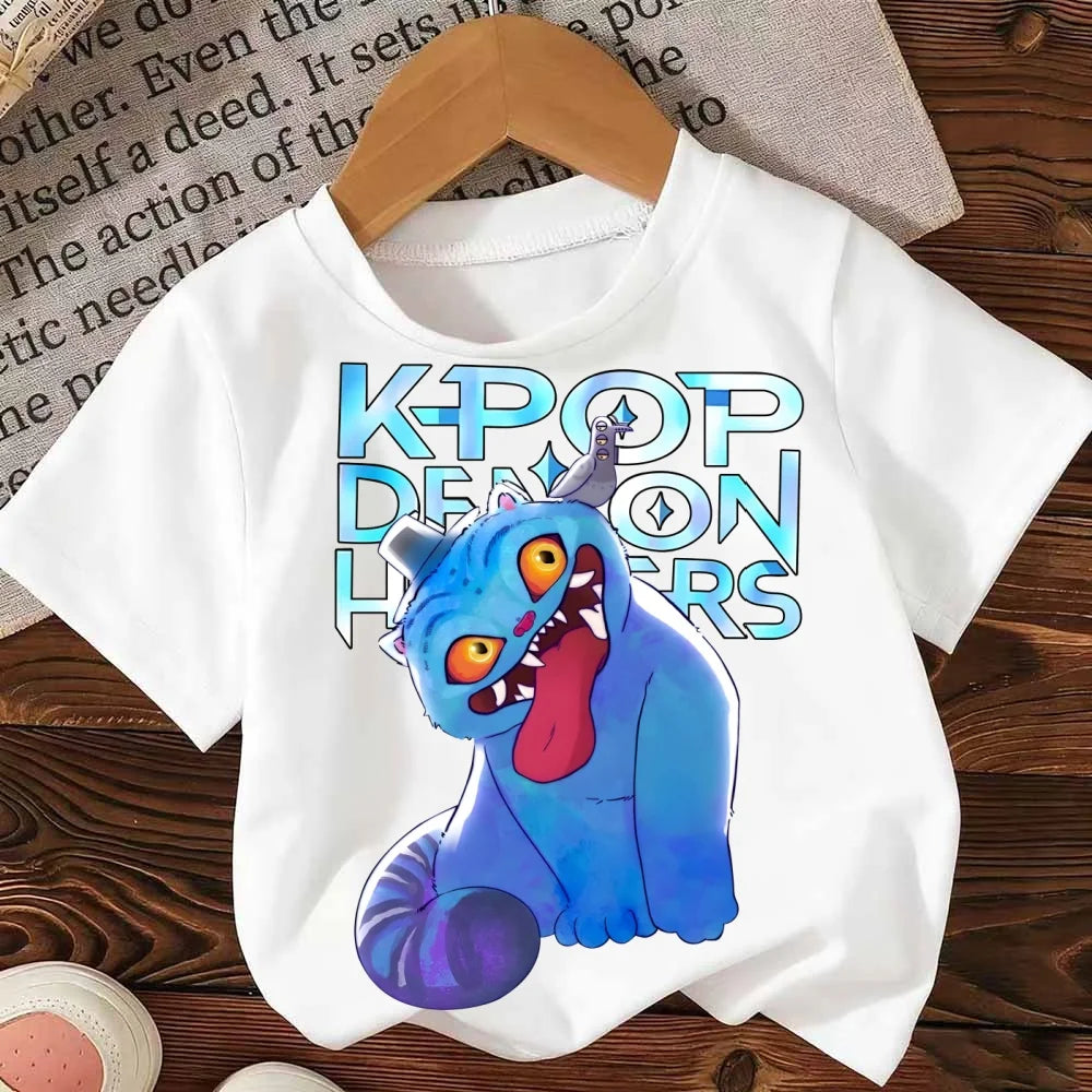 Move K-Pop Demon Hunters Tie Dye Patterned T-shirt Fashion Cotton Girl Clothes Toddler Round Neck Short Sleeve Top Birthday Gift