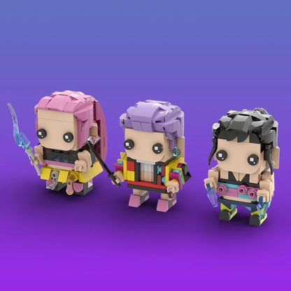 MOC K pop Demon Hunters Building Blocks Music Anime Korean K POP Girl Group Three Eyed Bird Tiger Model Collect Toy for Kid Gift