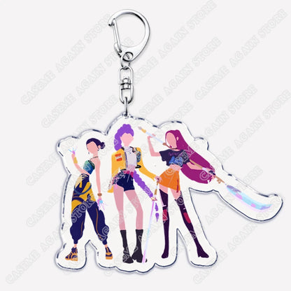 Cute Kpop Band Demon Hunters Huntrix Saja Boys Keychains for Accessories Jewelry Rumi Zoey Jinu Derpy Tiger Keyrings Fans Gifts