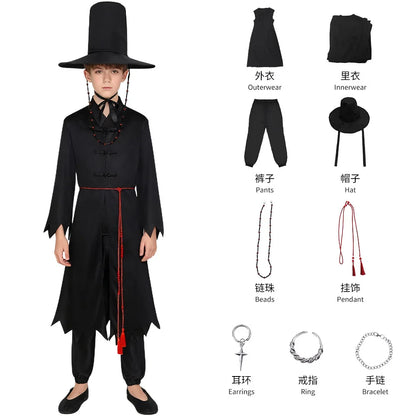 Kids Two Style Anime Jinu Cosplay Costumes Demon Hunter Saja Boy Kpop Group Singing Korea Style Boy Idol Halloween Party Costume