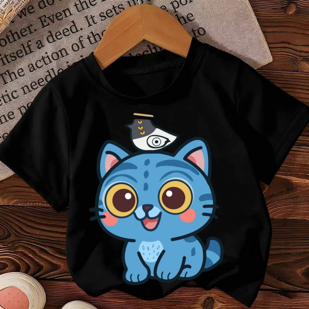 Summer Boys New Cartoon Tee KPop Demon Hunters Saja Boys Print Cool Kids Tee Harajuku Tops Short Sleeve Baby Girl Boy Clothing