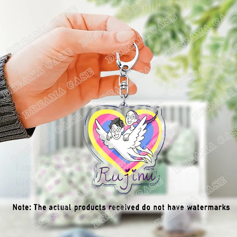 Cute Cartoon Huntrix Saja Boys Acrylic Keychains Ring Double-Sided Key Chain Jewelry Kpop Demon Hunters Fan Love Gifts