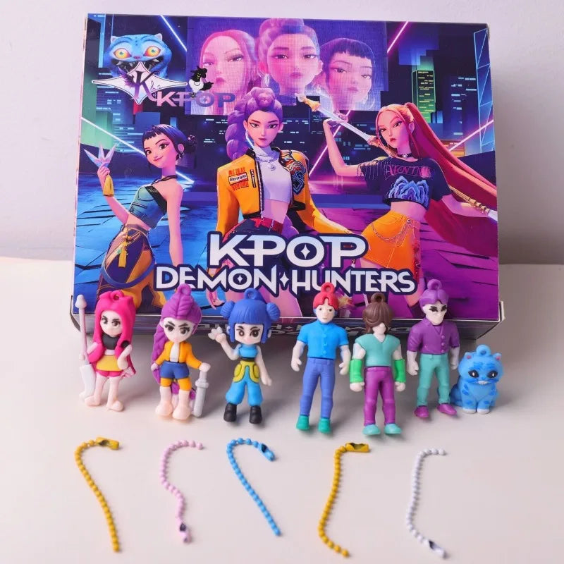KPOP Demon Hunters Doll Fun Toy Kawaii Anime Doll Keychain Decorative Pendant Demon Girl Group Figure Model Toys Gift