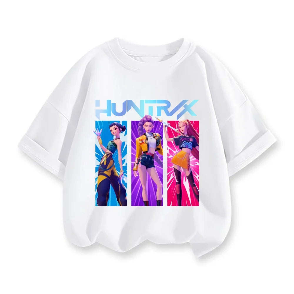 Cute Cartoon Saja Boys T-shirts Boys Girls Short Sleeve T-shirt Tops Anime Kpop Demon Hunters T Shirt Gifts Children's Clothing