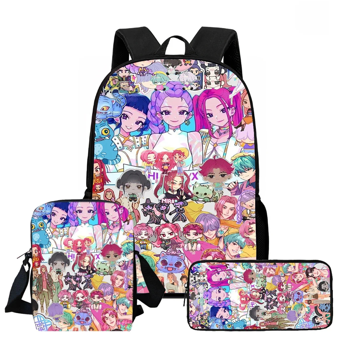 Cartoon  KPop Demon Hunters Child School Backpack With Shoulder Bag Pencil Bag For Kindergarten,Light Weight Child Bags