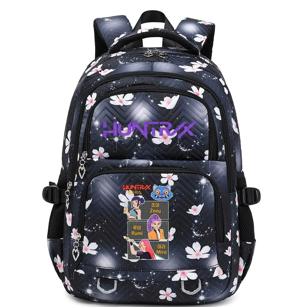 KPop Demon Hunters Backpack Rumi Mira Zoey HUNTR/X Saja Boys Print Cartoon School Bag Large Capacity Student Travel Backpacks