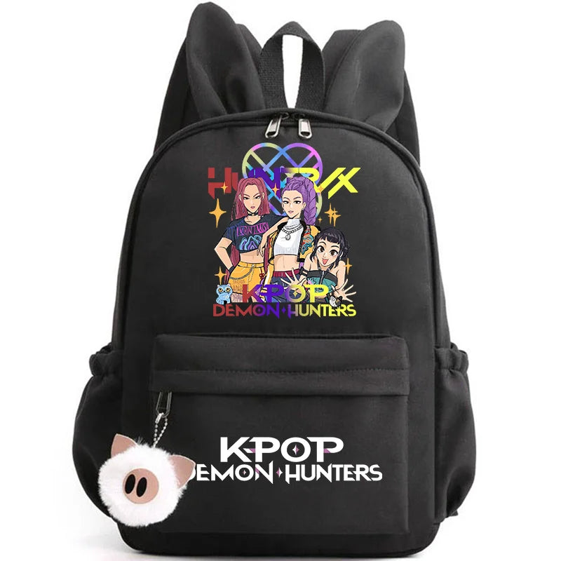 KPop Demon Hunter Backpack for Girls Boys Children Rucksack Casual School Bags Travel Rabbit Ears Backpacks Mochila gift bags