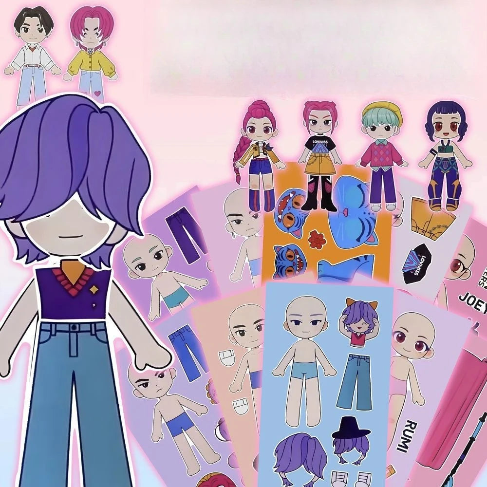 10/20/30 Sheets KPop Demon Hunters Stickers DIY Dress Up Puzzle Stickers Kids Make Your Own Game Children Jigsaw Education Toy