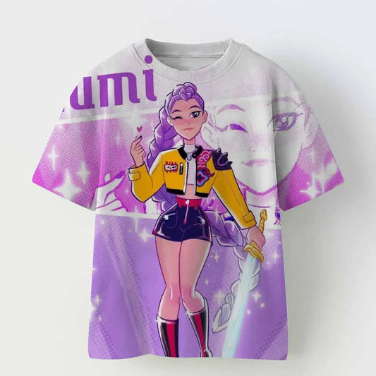 Kpop Demon Hunters Children's Clothing Short Sleeve T-shirt Kpop Demon Hunters Tiger Harajuku Tshirt for Boys Girls Gift