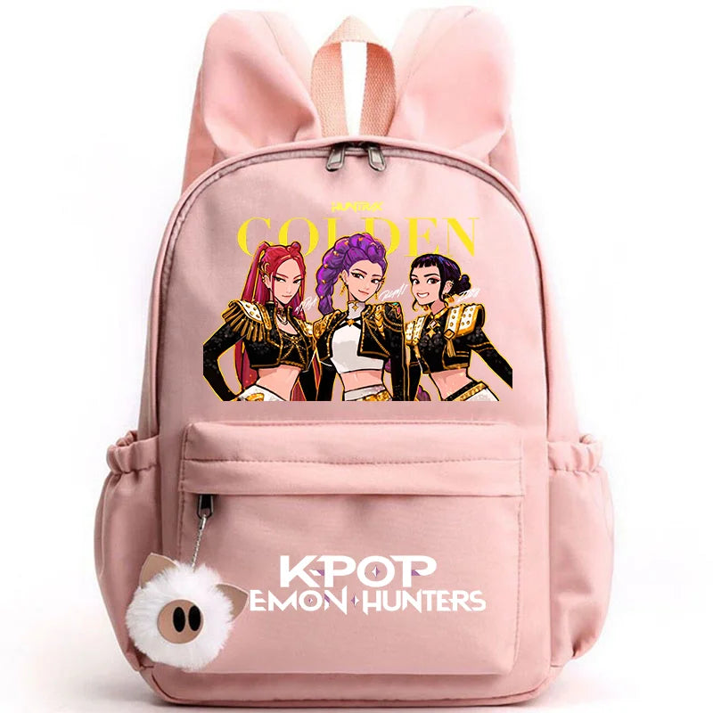 KPop Demon Hunter Backpack for Girls Boys Children Rucksack Casual School Bags Travel Rabbit Ears Backpacks Mochila gift bags