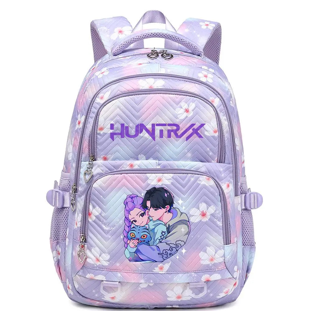 KPop Demon Hunters Backpack Rumi Mira Zoey HUNTR/X Saja Boys Print Cartoon School Bag Large Capacity Student Travel Backpacks
