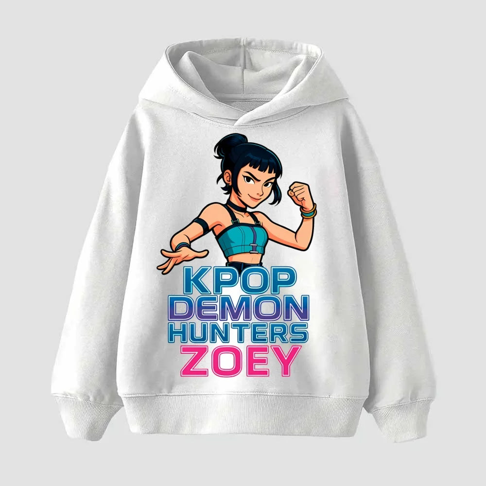 2025 KPop Demon Hunter Cartoon Girls Boy Hooded Sweatshirt Warm Children's Korean Wave Fashion Casual Tops Casual Girls Clothing