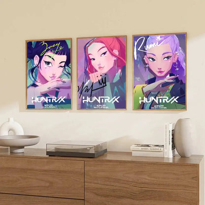 Movie KPop Demon Hunters Poster Self Adhesive Painting Living Room Office Decoration Bedroom Home Wall Sticker Prints