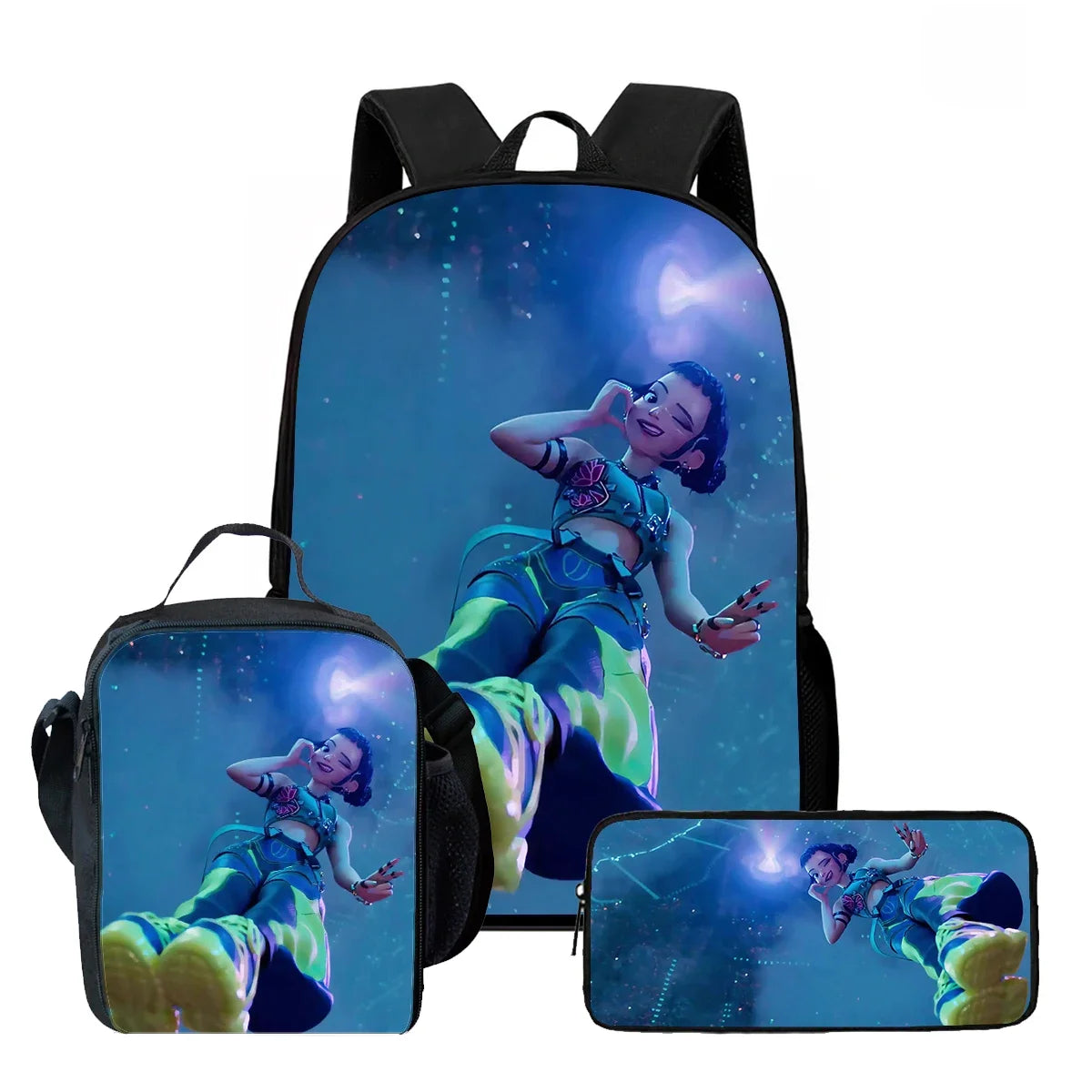 Cartoon KPop Demon Hunters Child School Backpack With Lunch Bags Pencil Bags For,Light Weight Child School Bags