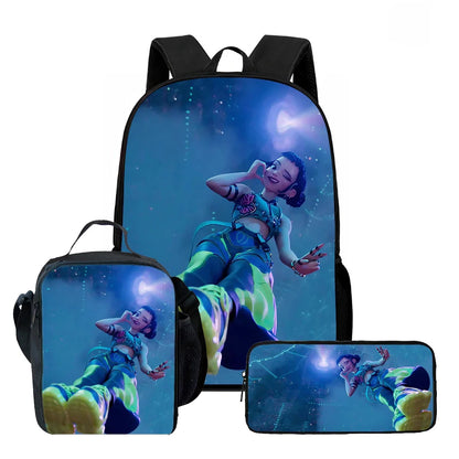 Cartoon KPop Demon Hunters Child School Backpack With Lunch Bags Pencil Bags For,Light Weight Child School Bags