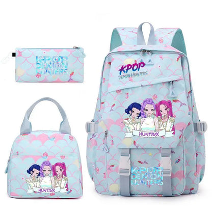 3pcs K-pop Demon Hunters Backpacks Cartoon Anime Schoolbag with A Lunch Bag Waterproof Kids Knapsacks Gifts for Student Rucksack