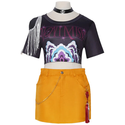 Kids Rumi Zoey Mira Cosplay KPop Demon Hunters Costume Women Girls Black Golden Suit Saja Boys Halloween Role Playing Outfits