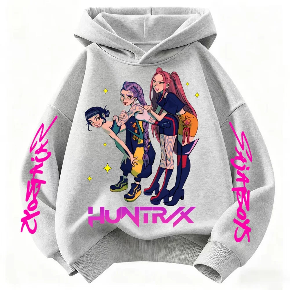 KPop Demon Hunters Kids Cartoon Hoodie 2025: Cool Unisex Pullover For Boys & Girls Casual New Style Sweatshirt