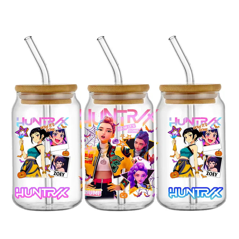 Demon Hunters Movie Kpop Lover Gift Anime Fan UV DTF Stickers Ready To Transfer Cup Wrap Custom DIY Craft For Libbey Can Glass