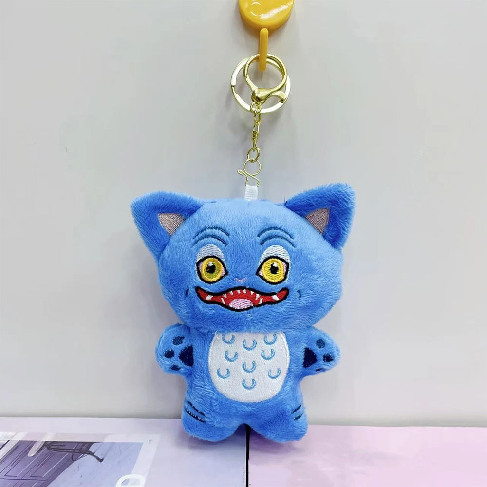 Anime Kpop Demons Hunters Plush Keychain Cute Purple Tiger Black Hat Magpie With 3 Eyes Monster Keychain Plush Toy For Fans Gift