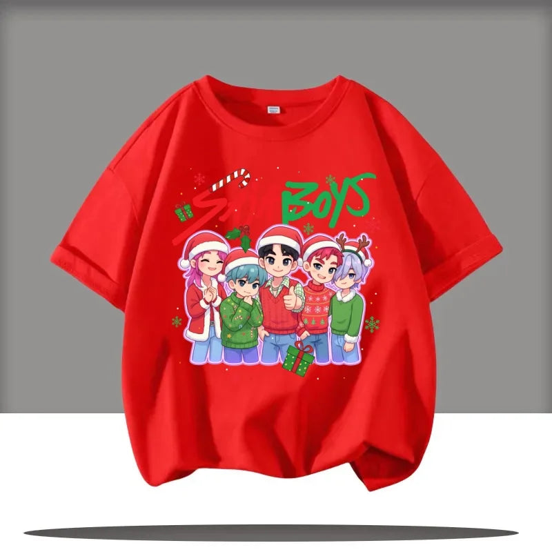 Cute Kpop Demon Hunters Child Short Sleeve Kpop Demon Hunters Tee Harajuku Casual Fashion Cotton Tee Top Cosplay Clothing