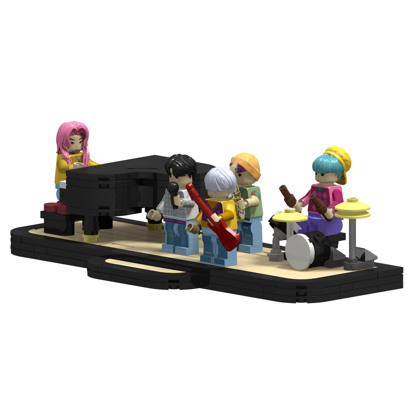 New KPop Demon Hunters: Surrounding Building Blocks, Toy Assembly, Piano Model, and Building Blocks