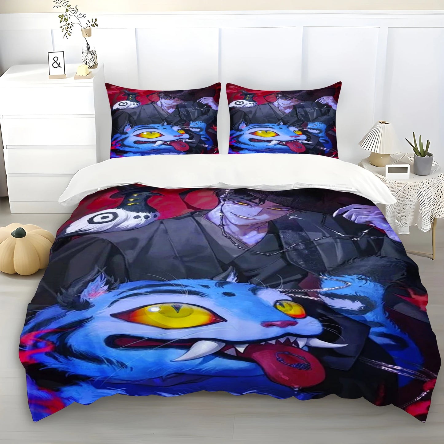K-Pop Demon Hunters Themed Bedding Set Colorful Print Duvet Cover & Bed Sheet Student Dormitory Textile Kid Gift