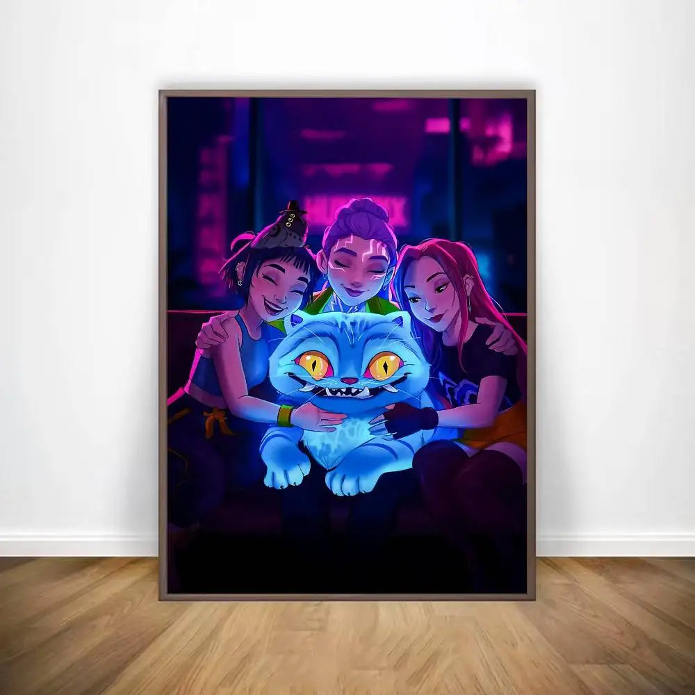 Movie KPop D-Demon H-Hunters Poster Gallery Prints Self Adhesive Home Decor Decoration Wall Decals Living Room