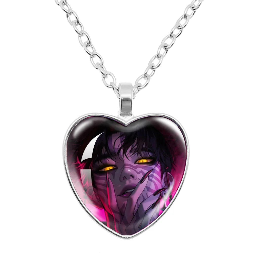 K-Pop Demon Hunters Huntr-x Rumi Zoey Mira Glass Heart Pendant Necklaces Accessories Charms Necklace Fans Jewelry Cosplay Gift
