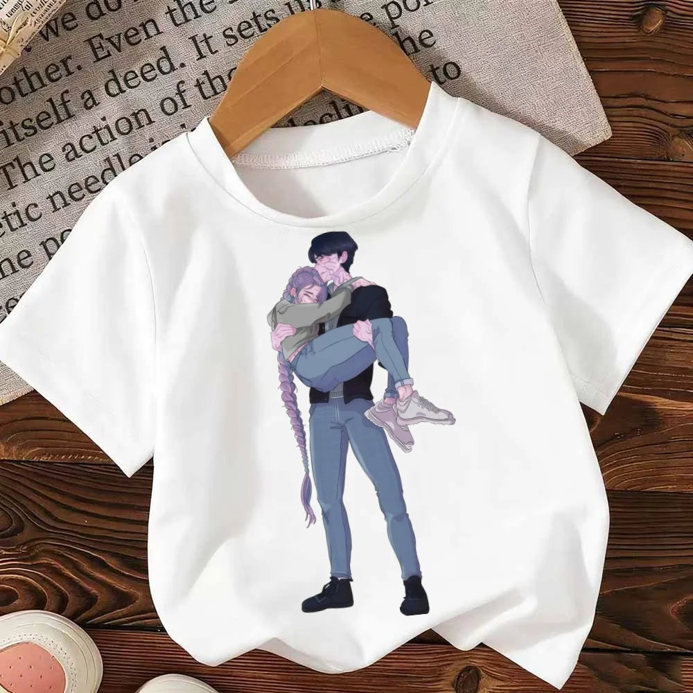 Kpop Demon Hunters Kids T-shirt Huntrix Saja Boys Movie Short Sleeve Cute Derpy Rumi Jinu Tops Child Clothing Girl Clothes Gift