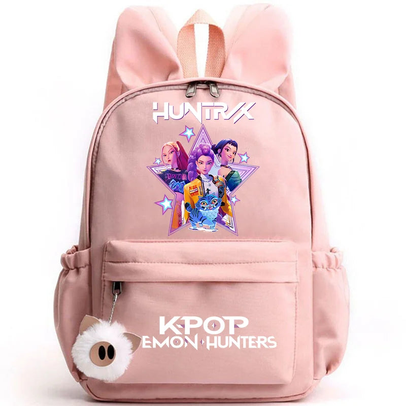 KPop Demon Hunter Backpack for Girls Boys Children Rucksack Casual School Bags Travel Rabbit Ears Backpacks Mochila gift bags