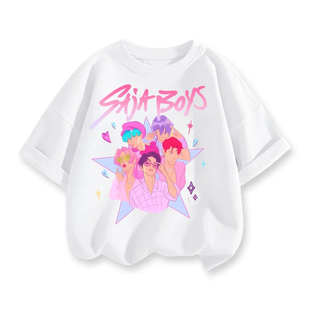 Kpop Demon Hunters Huntrix T-shirts For Kids Boys Girls Summer Casual Tops Short Sleeve Graphic Tees Kpop Demon Hunters T Shirt