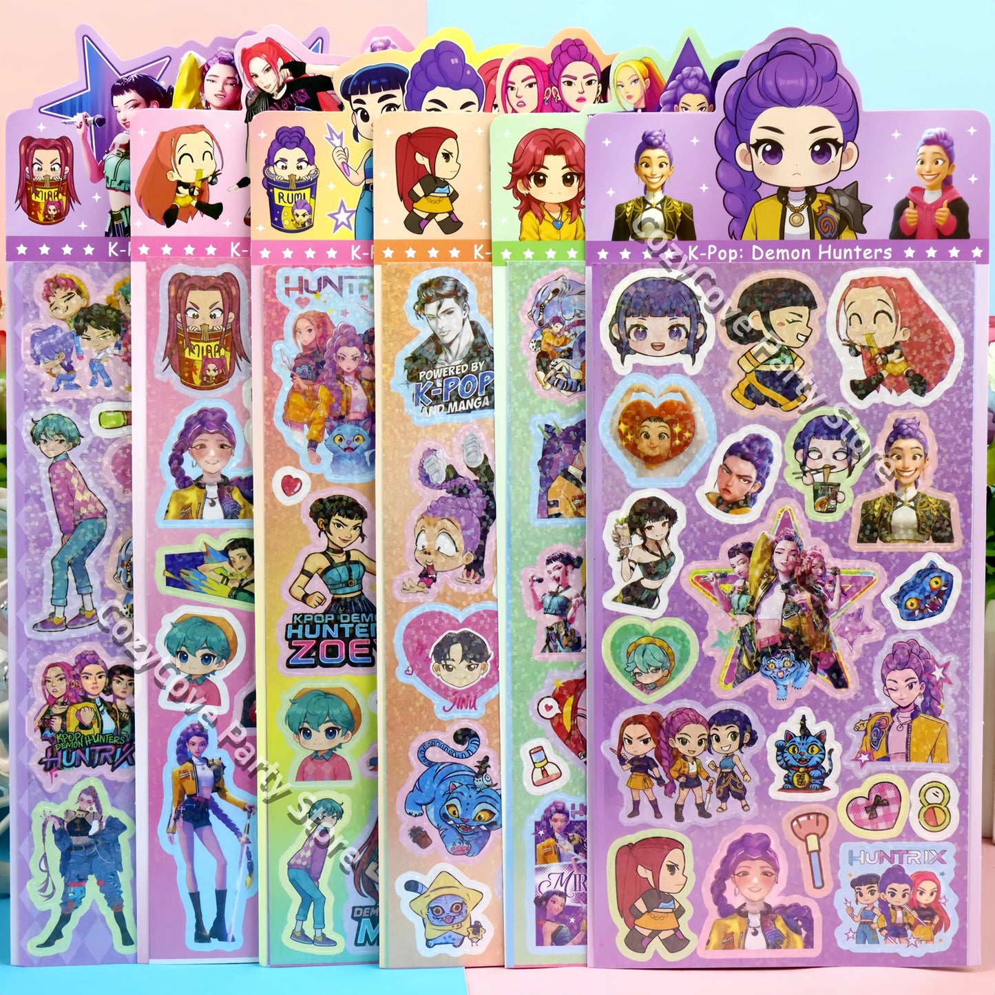 K-pop Demon Huntes Laser sticker Guka Devil Men's Group Anime Laser Cut Sticker for Office Stationery School Supplies Decoration