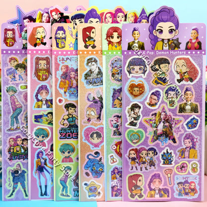 K-pop Demon Huntes Laser sticker Guka Devil Men's Group Anime Laser Cut Sticker for Office Stationery School Supplies Decoration